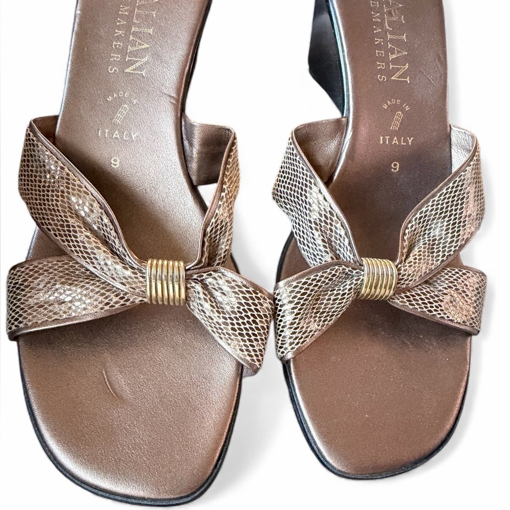 Italian Shoemakers Snakeskin Gold Wedge Sandal Size 9